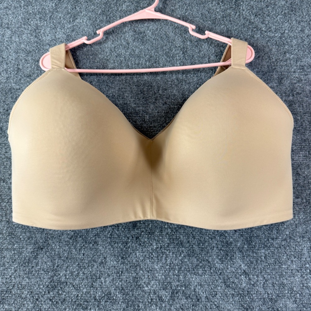 Auden Lightly Lined Seamless Wirefree Bra Women 46DDD Beige Minimalist Intimate